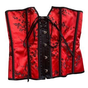 Red and black floral corset